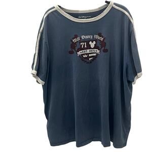 Walt Disney World EST. 1971 Blue S/S Ringer T-Shirt Mickey Mouse Crest Men's 3XL